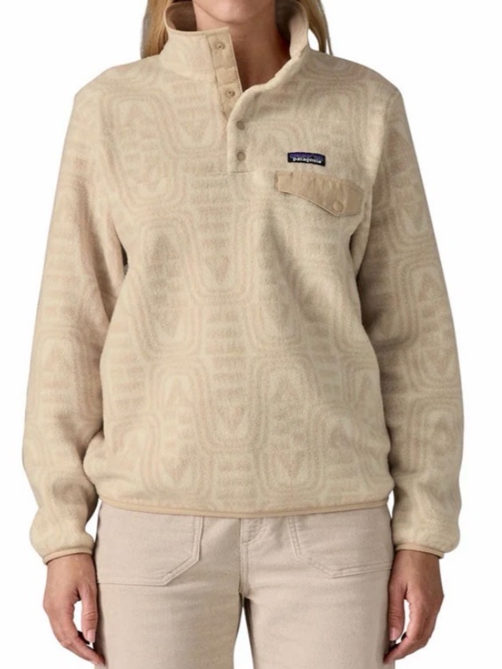 Patagonia Beige Snap-Button Fleece Pullover